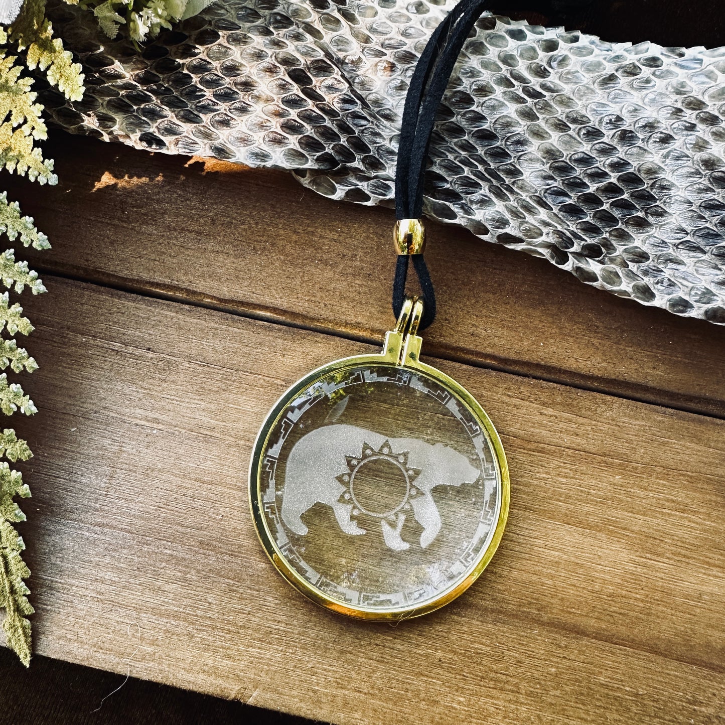 Bear Necklace, Solar Lighter, Magnifying Glass Necklace, Sustainable Jewelry, Cannabis Accessory