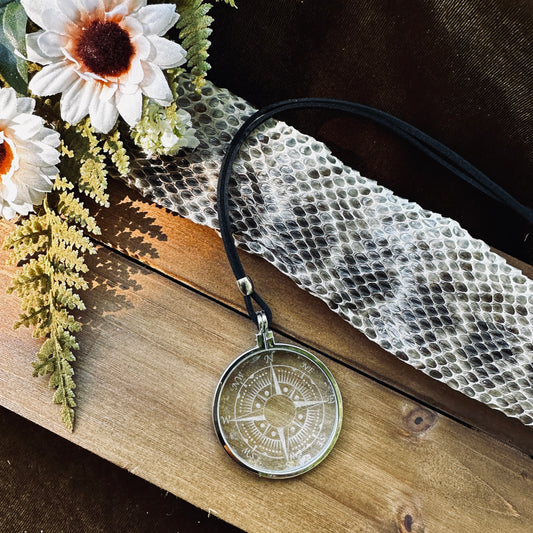 Compass Rose Necklace, Solar Lighter, Magnifying Glass Necklace, Sustainable Jewelry, Cannabis Accessory