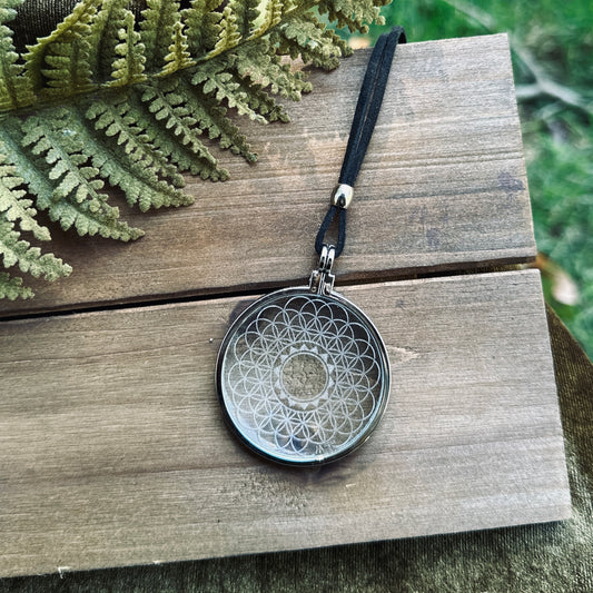 Flower of Life Necklace, Solar Lighter, Magnifying Glass Necklace, Sustainable Jewelry, Cannabis Accessory