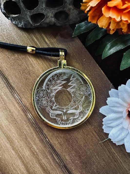 Grateful Dead Stealie Necklace, Solar Lighter, Magnifying Glass Necklace, Sustainable Jewelry, Cannabis Accessory