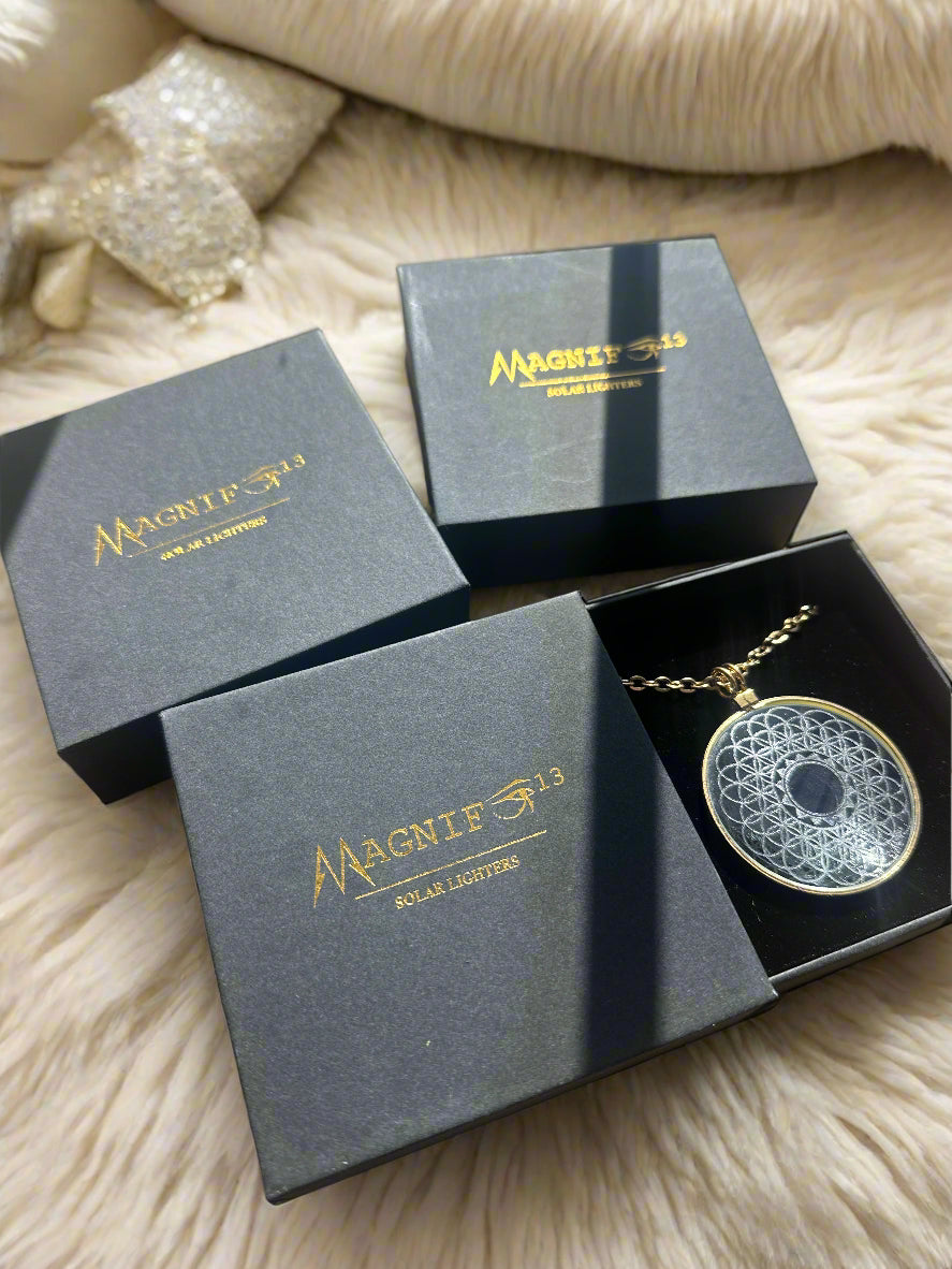 The Deer Skull Magnifying Glass Solar Lighter Necklace