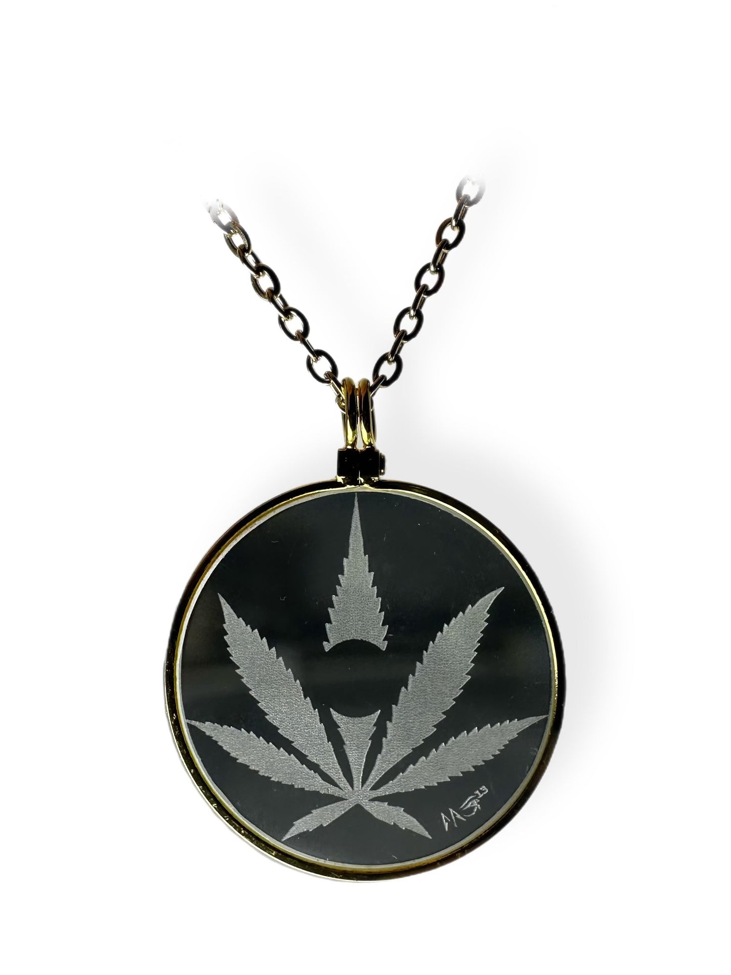 Marijuana Leaf Necklace, Cannabis Jewelry, Magnifying Glass Jewelry Necklace, Sustainable Solar Lighter, Cannabis Accessory