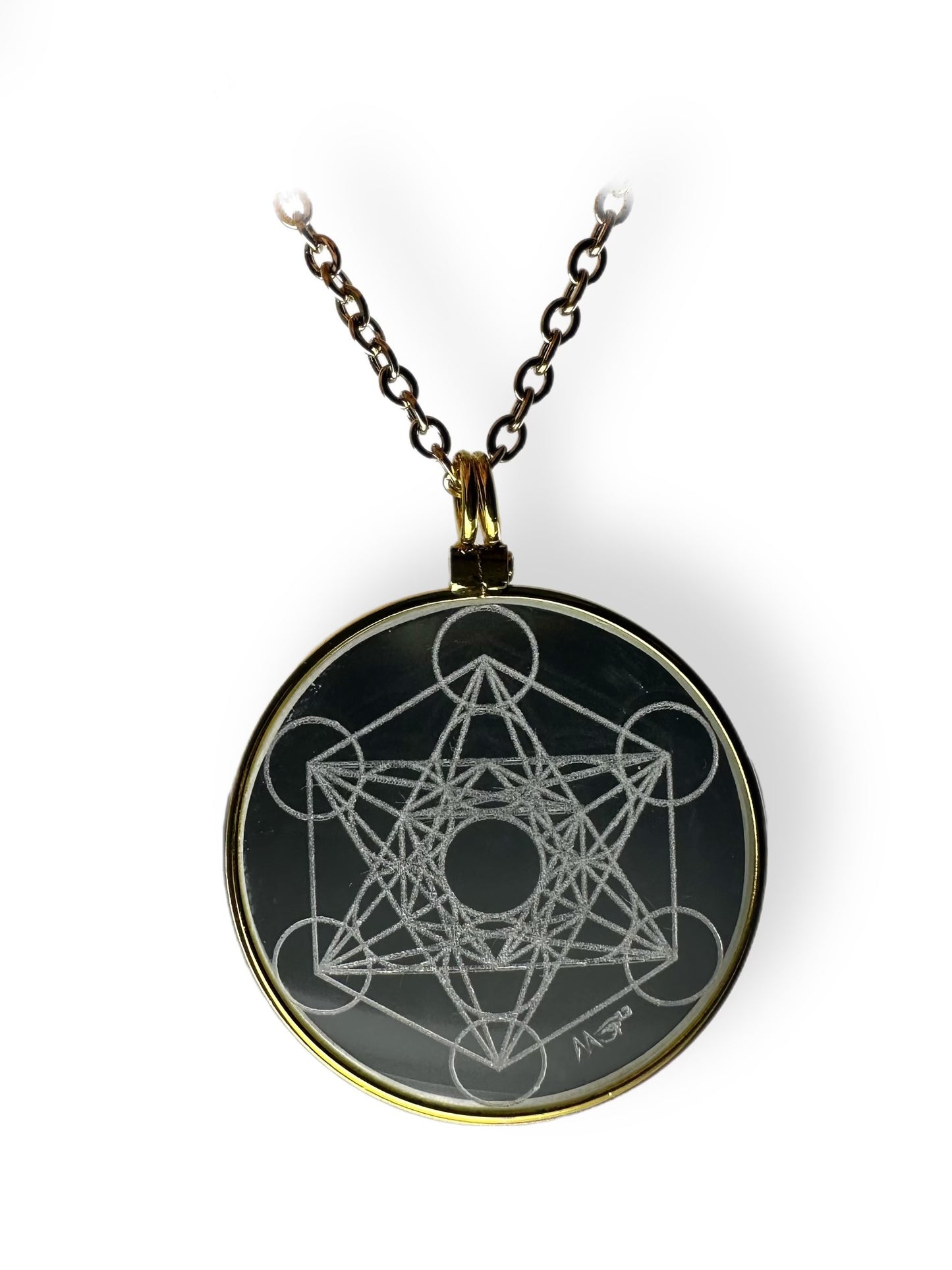 Metatron's Cube Sacred Geometry Necklace, Solar Lighter, Magnifying Glass Necklace, Sustainable Jewelry, Cannabis Accessory