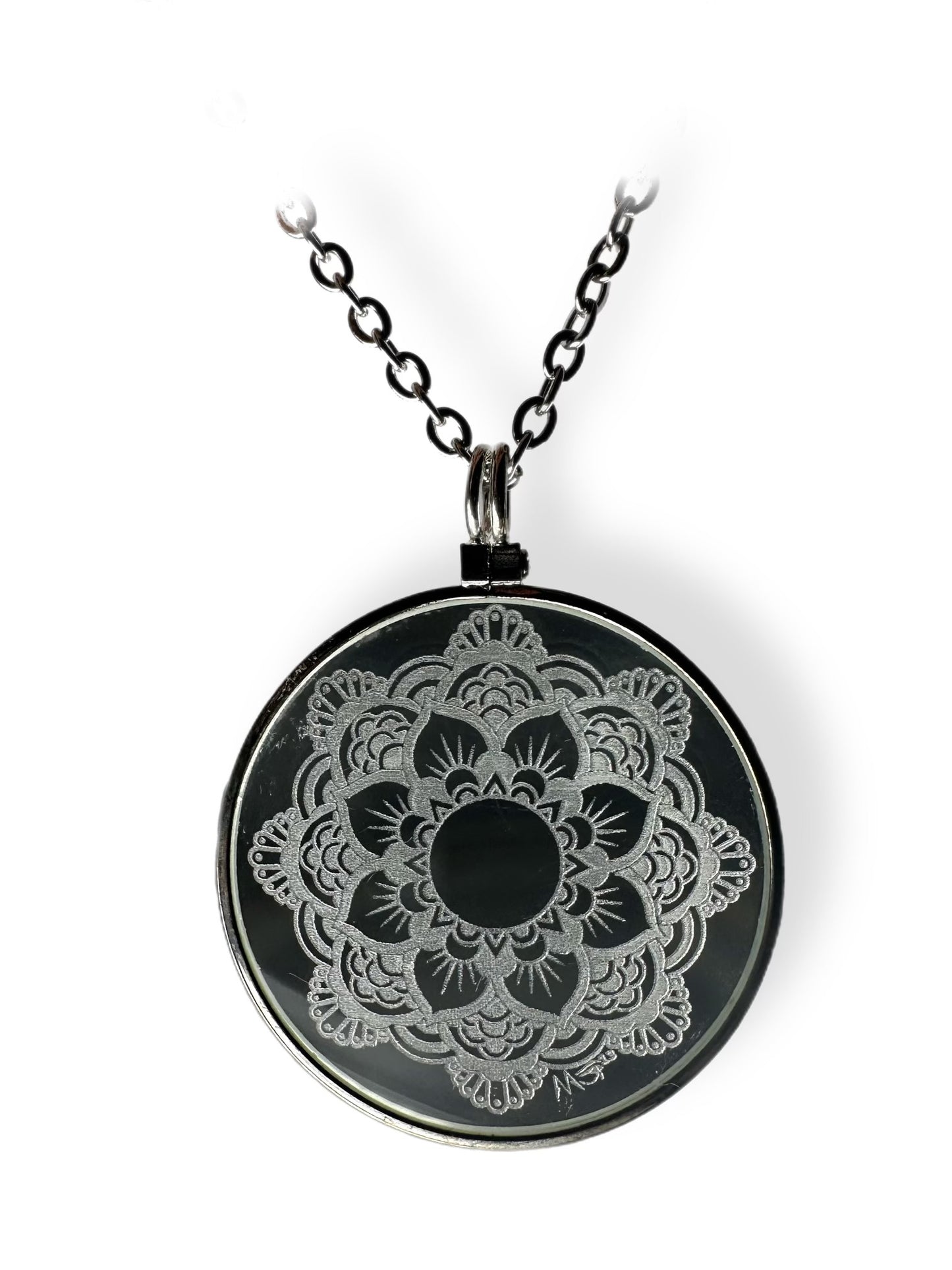 Flower Mandala Necklace, Solar Lighter, Magnifying Glass Necklace, Sustainable Jewelry, Cannabis Accessory