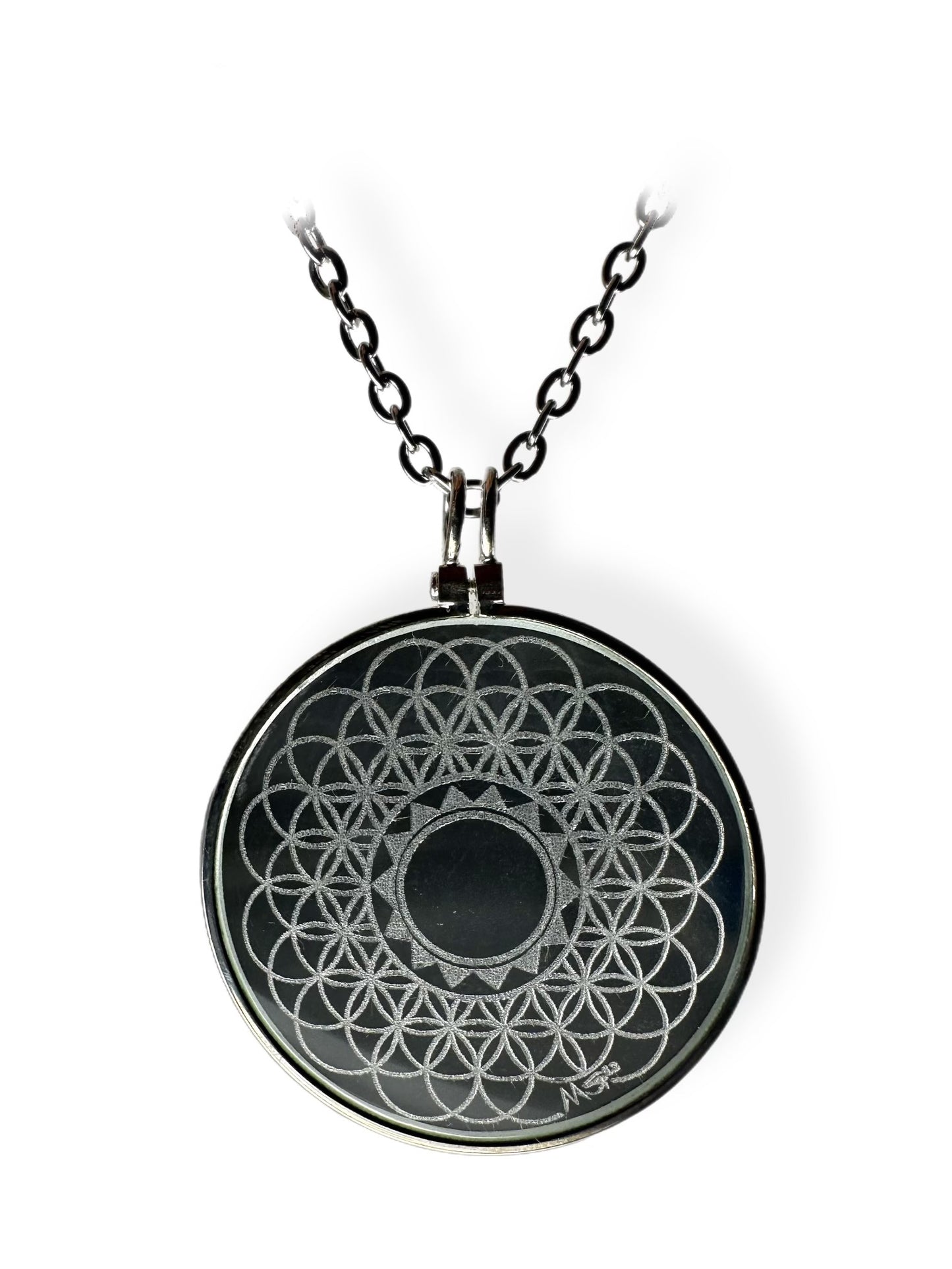 Flower of Life Necklace, Solar Lighter, Magnifying Glass Necklace, Sustainable Jewelry, Cannabis Accessory